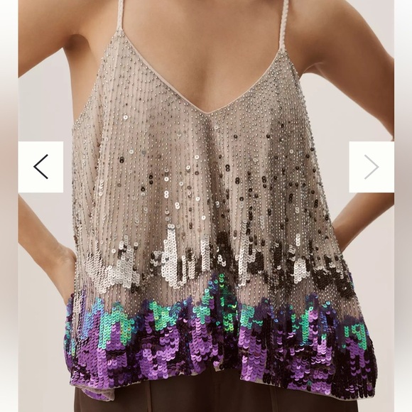 Anthropologie Let Me Be Sequin Splash Embellished Tank Top - Picture 14 of 15